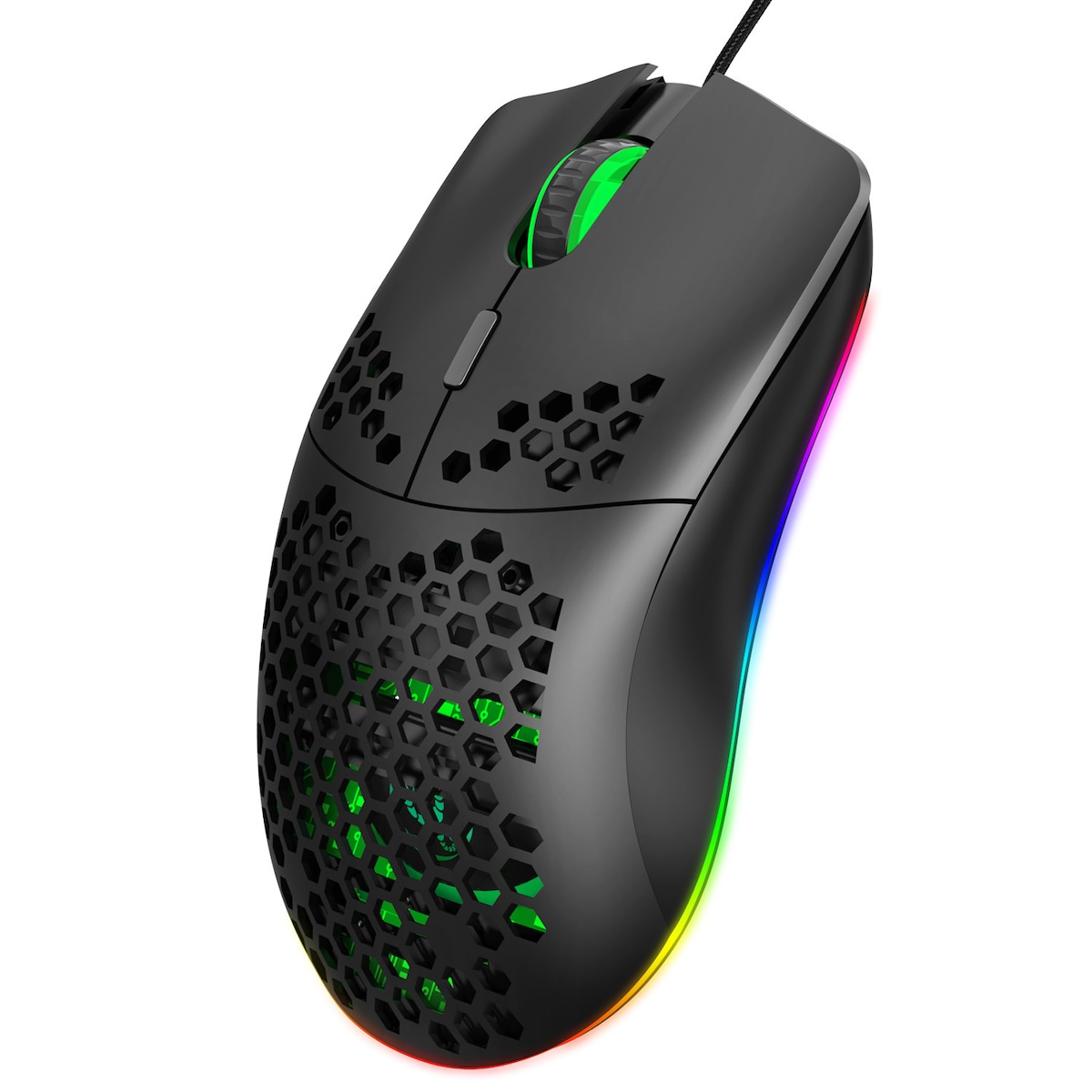 Lett kablet gamingmus med RGB-belysning, 6 justerbare DPI, 6-knapper Sort