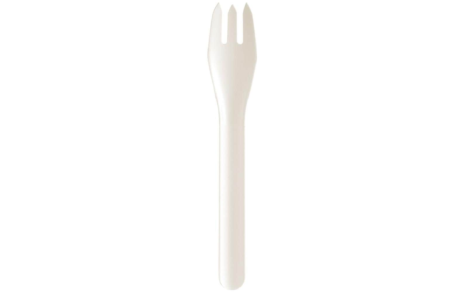 Einweg-Gabel Pluma, 16 cm, Weiss, 100 StückEinweggabel aus Karton