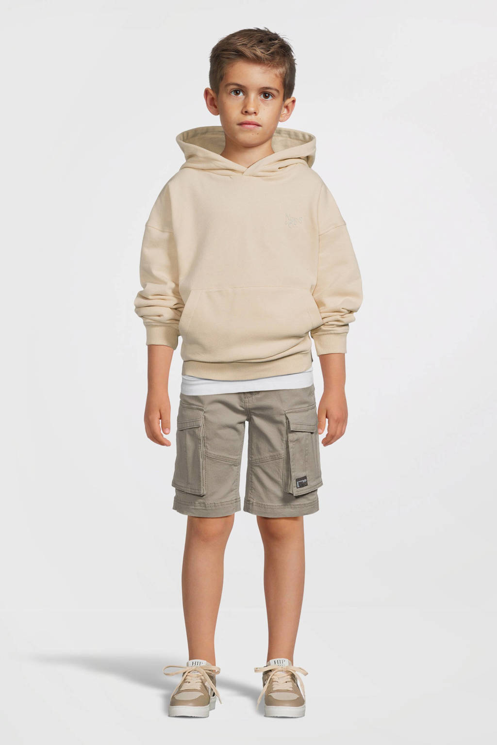 NAME IT regular fit cargo short NKMRYAN grijs