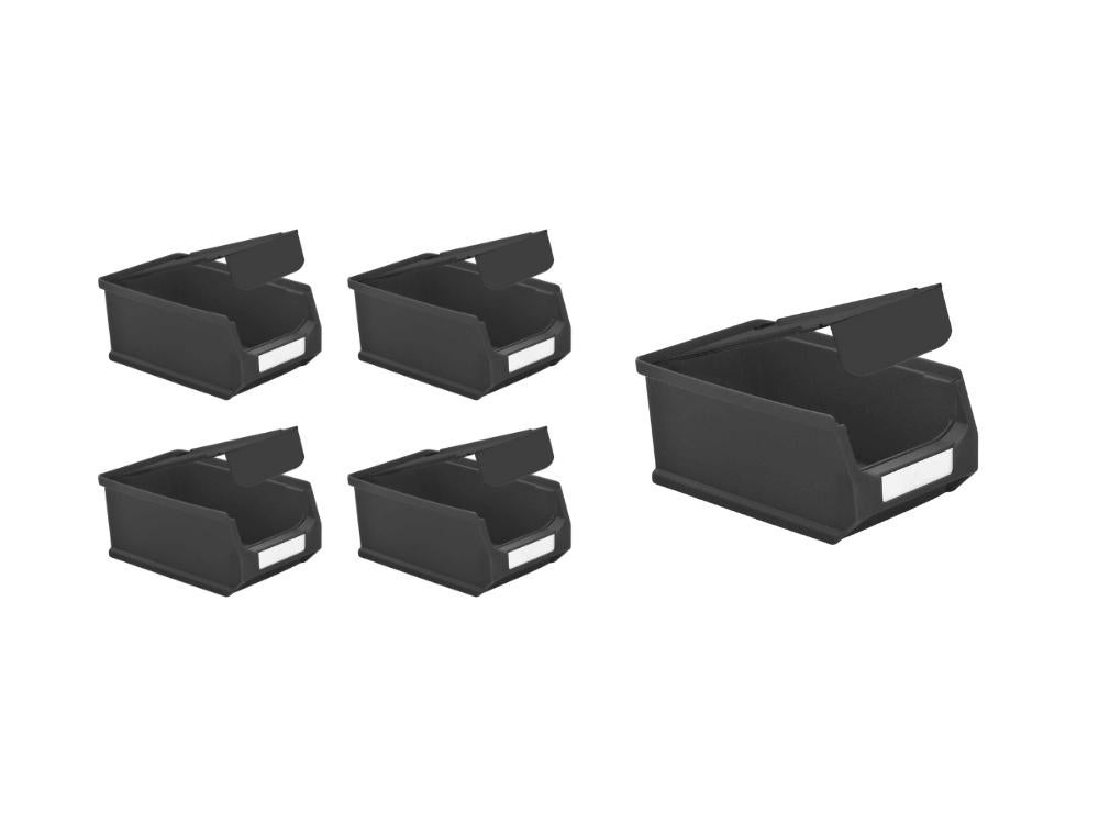 PROREGAL Value Pack 5 x Geleidende opbergdoos 2.0 met deksel HxBxD 7,5 x 10 x 17,5 cm 0,8 liter ESD-opslagcontainer Opbergdoos