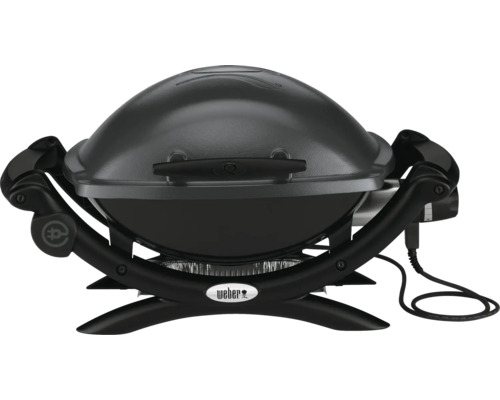 Weber Q 1400 elektrische grill, donkergrijs, 2,2 kW, grilloppervlak 43 x 32 cm, geëmailleerd gietijzeren grillrooster, deksel en behuizing van gegoten aluminium