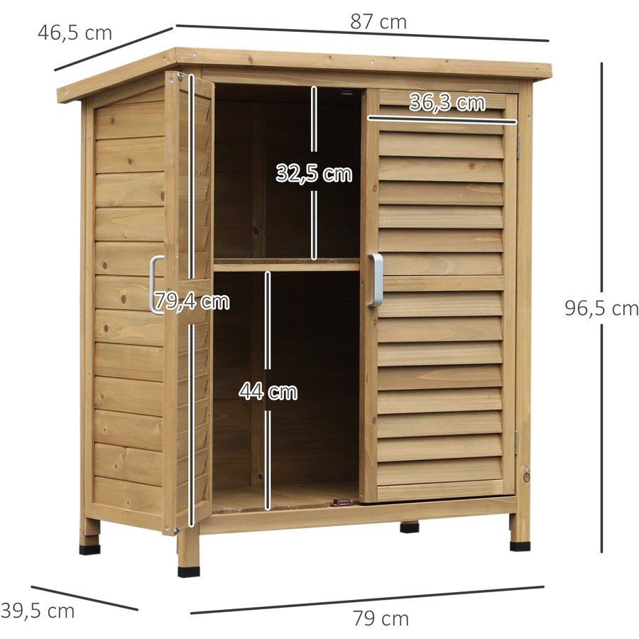 Outsunny Geräteschrank mit Lamellentüren natur
