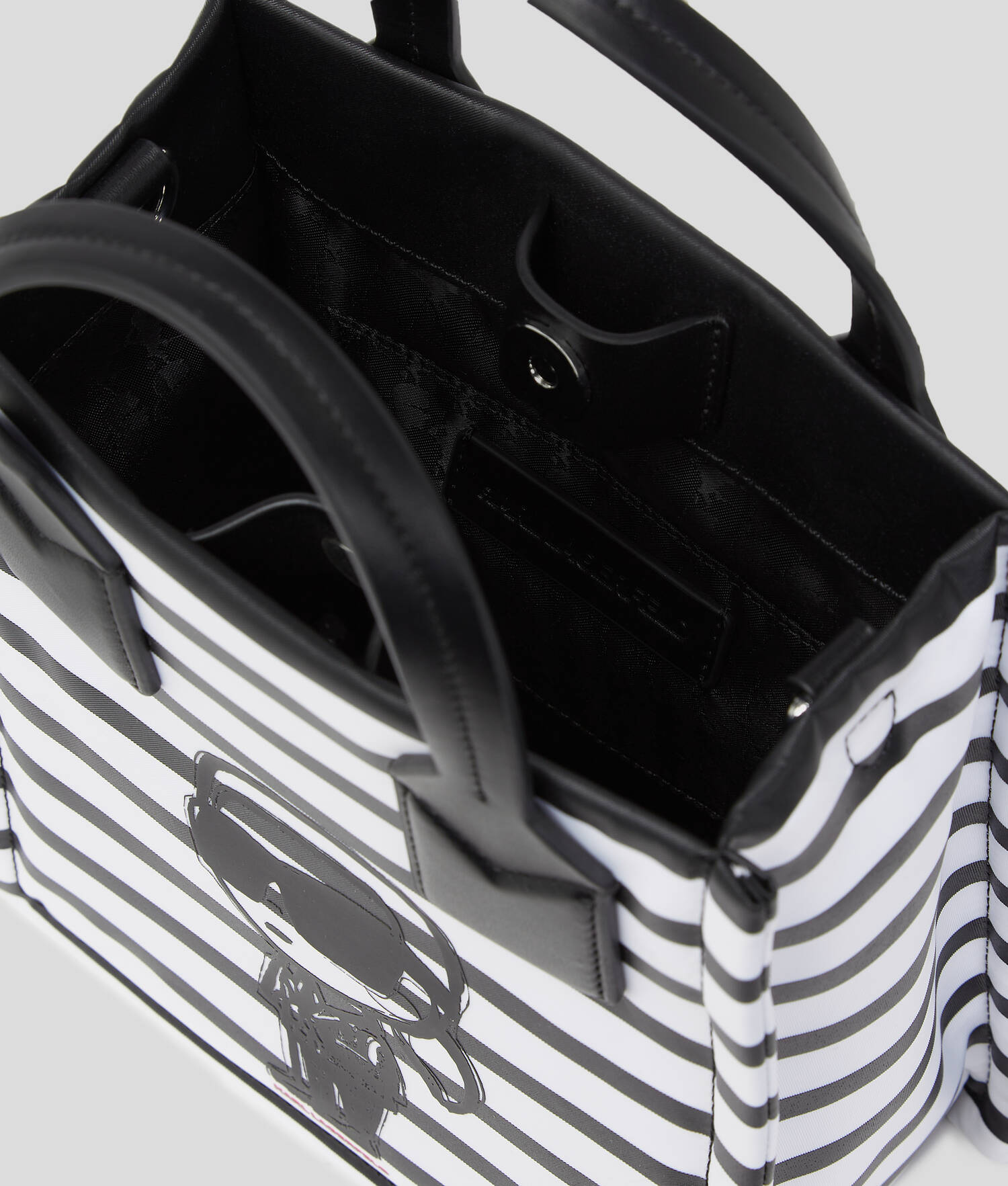 PETIT SAC CABAS À RAYURES IKON - Petite rayure Noir-Blanc
