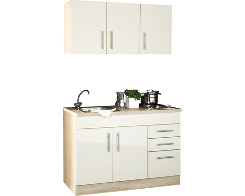 Held Furniture Minikeuken met apparatuur Toronto 120 cm crème hoogglans gedemonteerd 978.6509