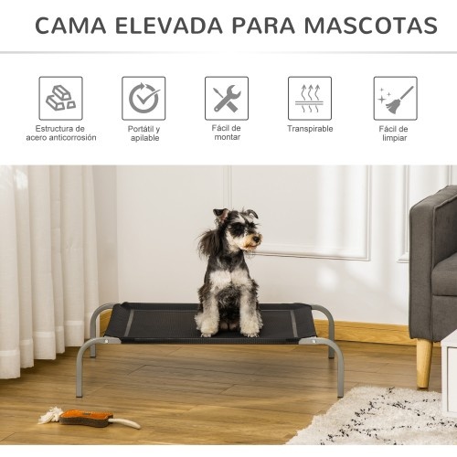Cama elevada para cães PawHut, preta