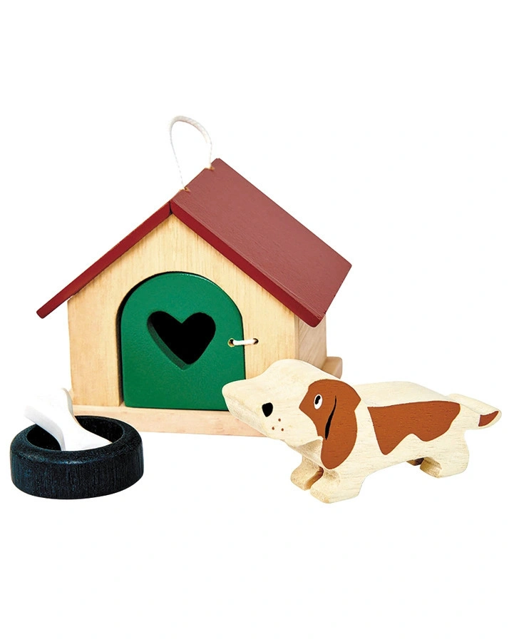 Puppenhaus-Zubehör HUND MIT HÜTTE 4-teilig