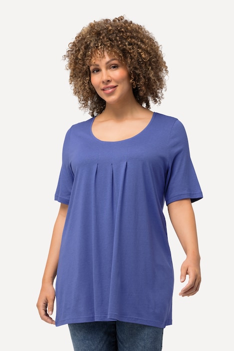 T-Shirt, Zierfalten, A-Linie, Rundhals, Halbarm, Modal