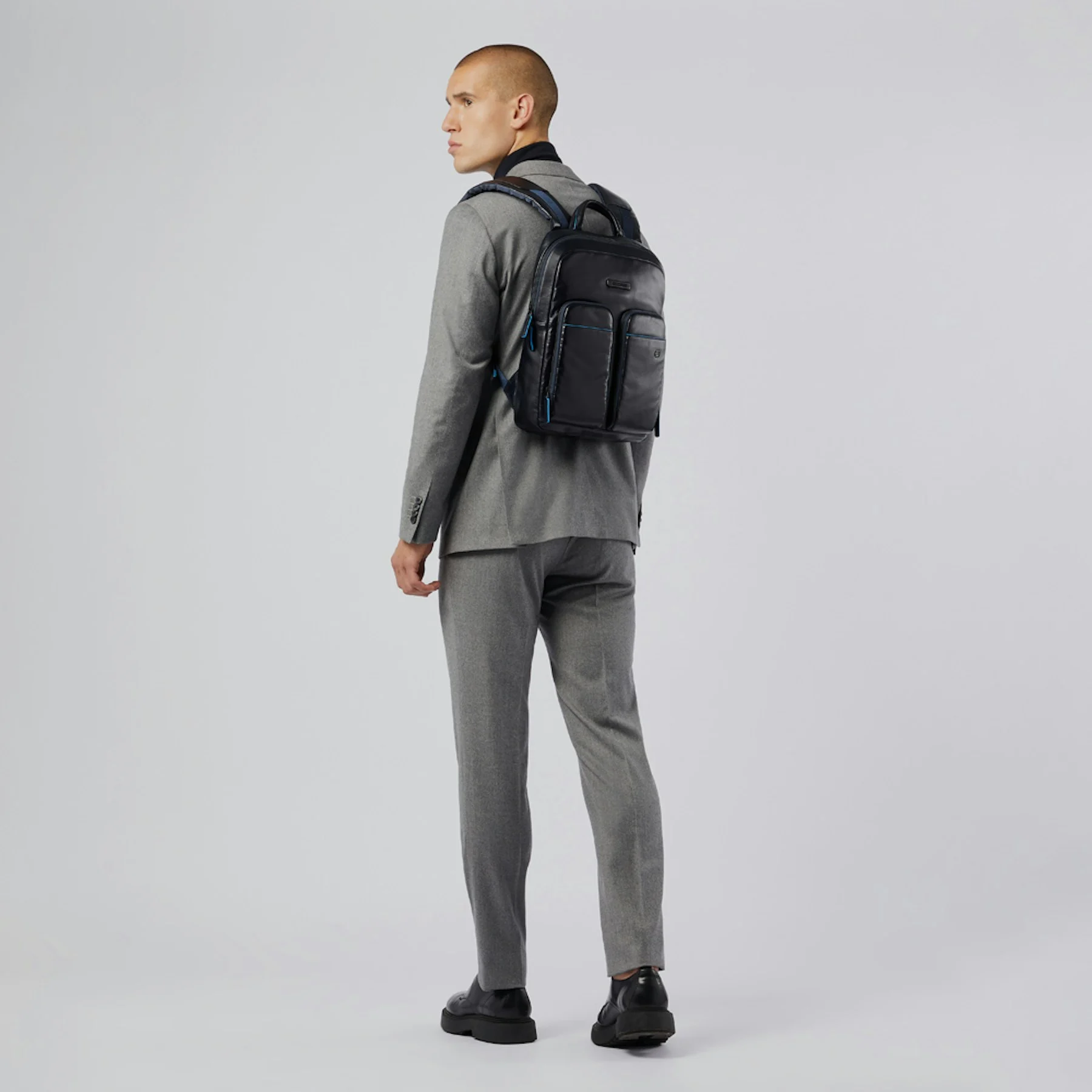 Sac à dos en cuir avec poche | Bleu