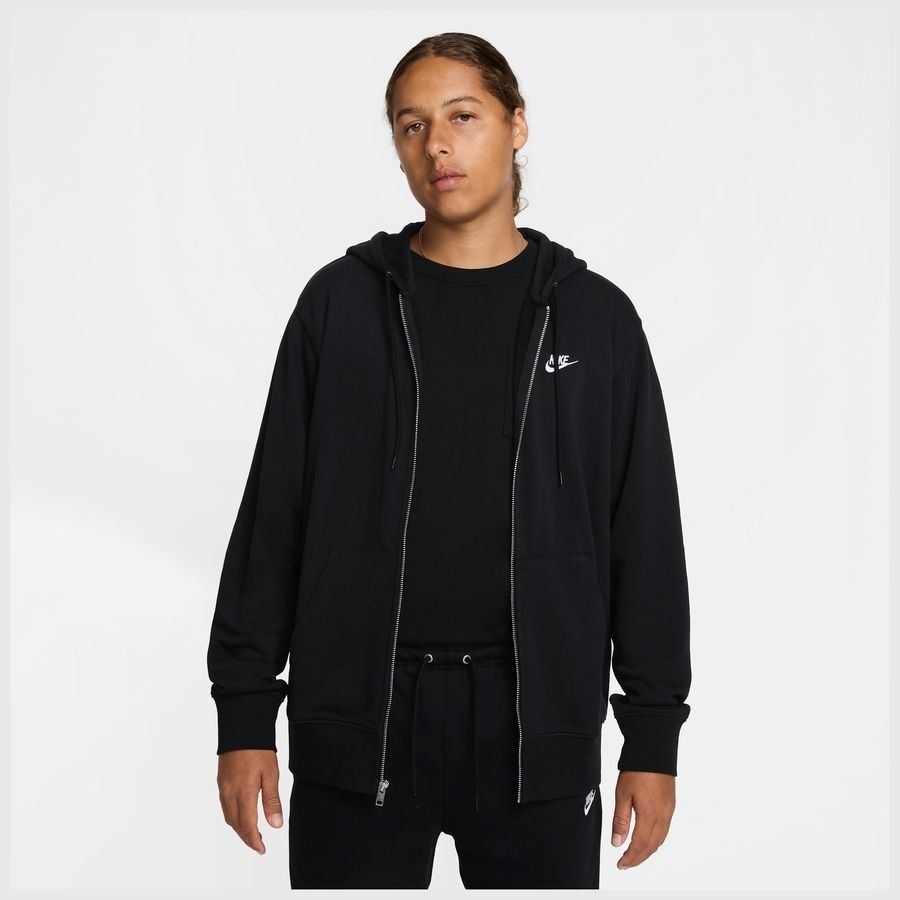 M NK CLUB FT FZ HOODIE BLACK/BLACK/WHITE