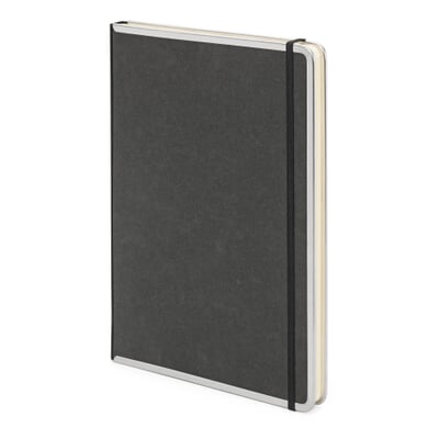 Notizbuch Metallkante A4, Blanko, Schwarz
