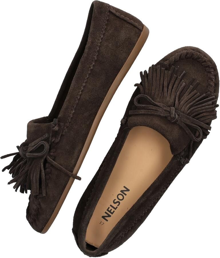 Nelson suede mocassins bruin