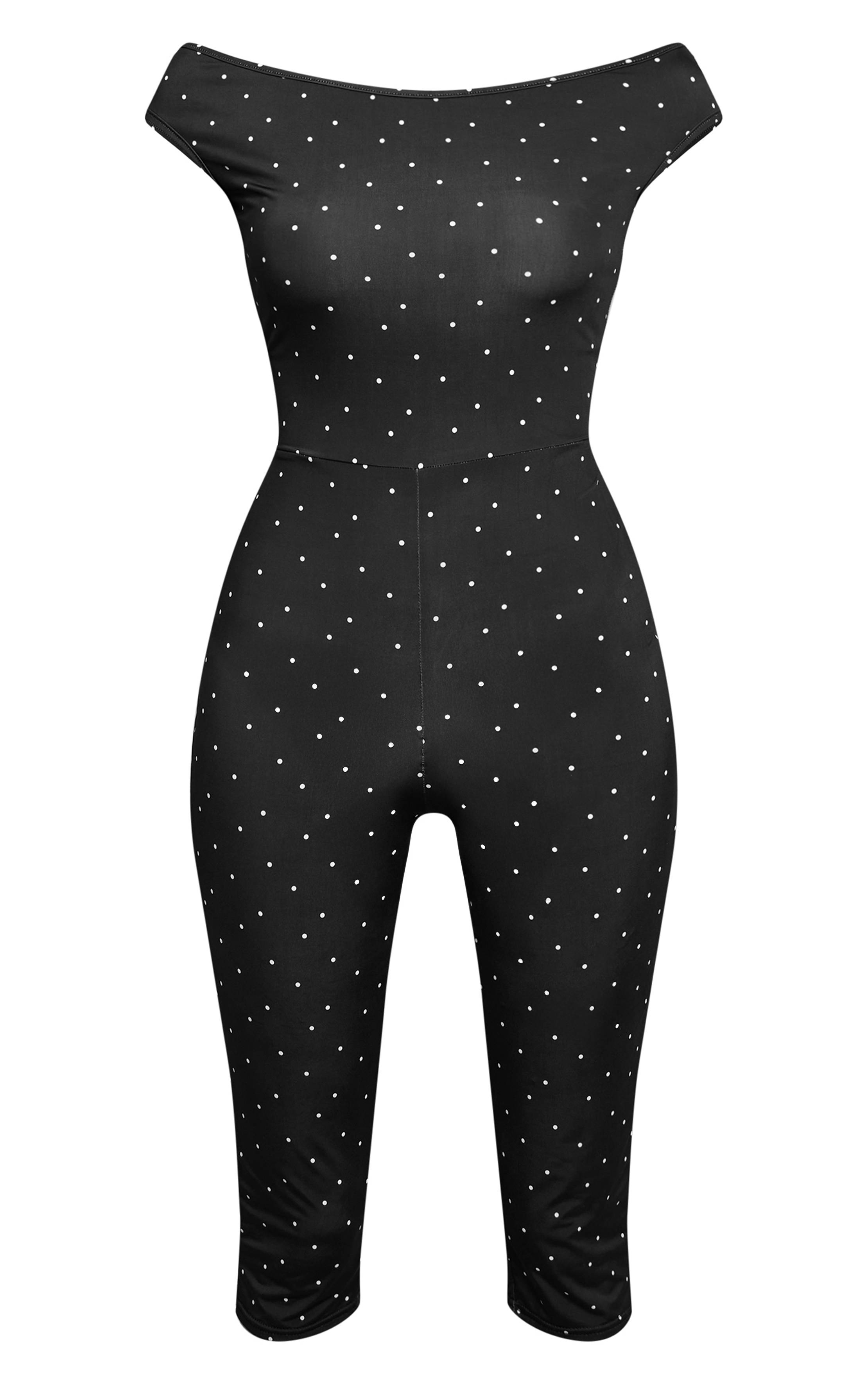 Noir Combinaison Capri Moulante À Pois