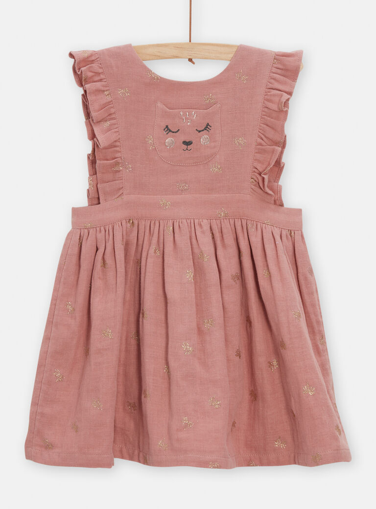 Robe rose à imprimé palmier bébé fille