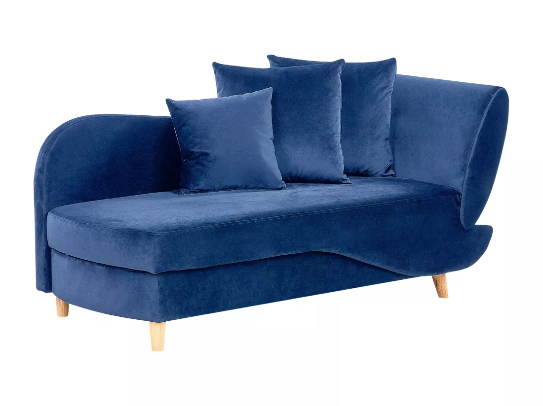Chaise longue côté droit en velours bleu MERI II