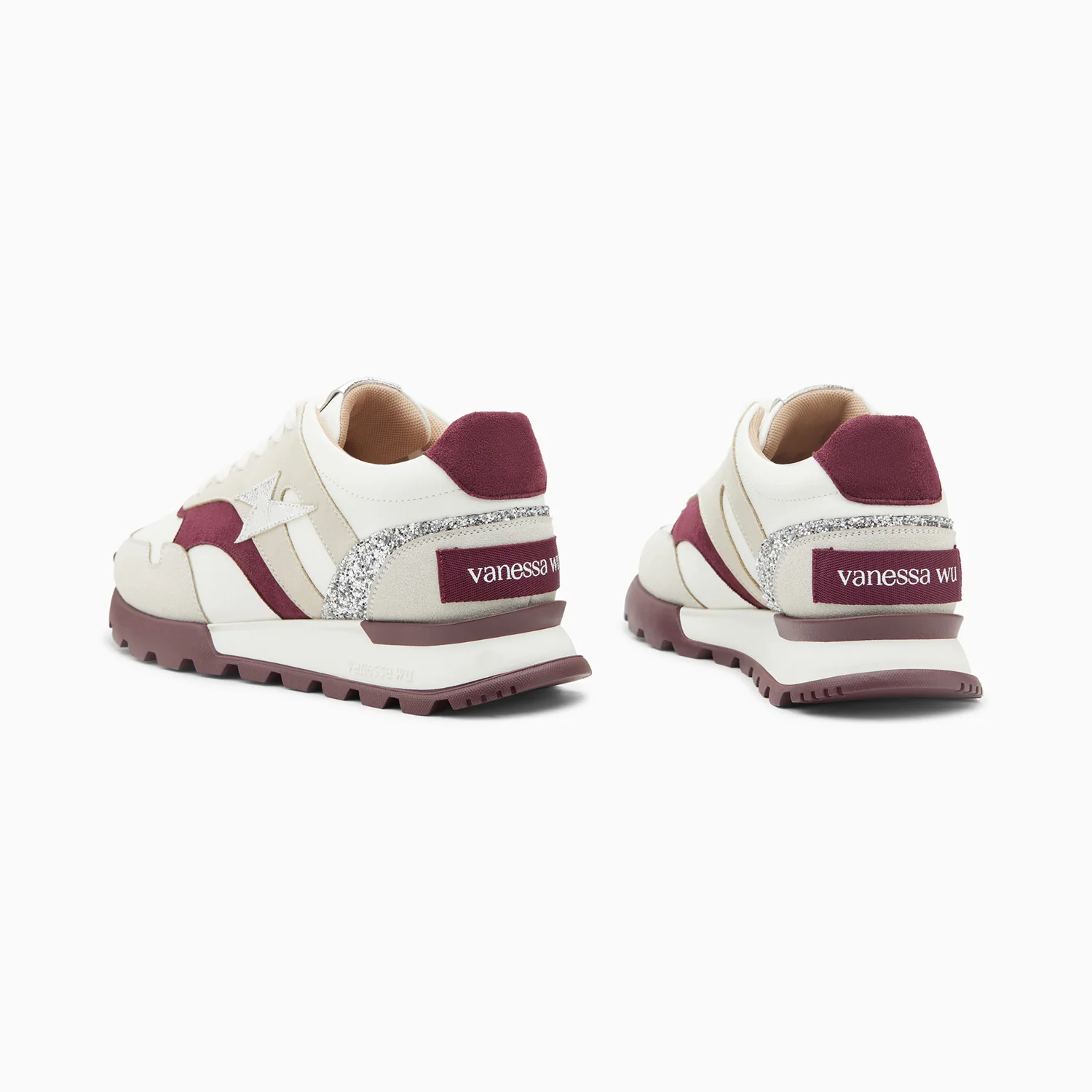 Sneakers-Baskets éclair Liéna pourpre et argent à semelle running