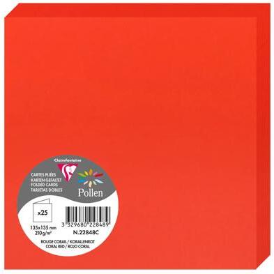 Paquet de 25 cartes pliées Pollen 135x135mm 210g/m²