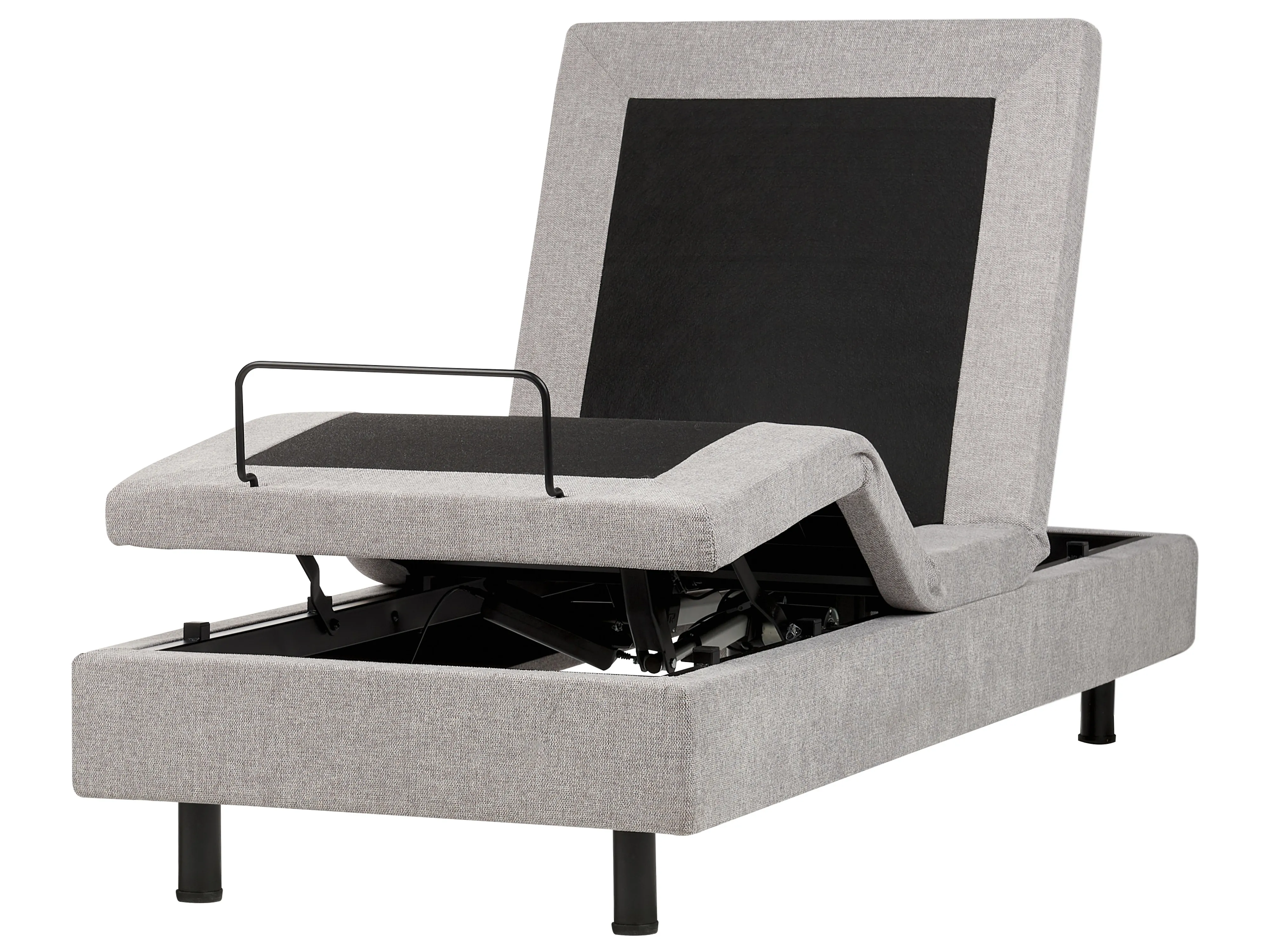 Verstelbaar bed zonder hoofdbord Stof CASTELLAN 80 x 200 cm Lichtgrijs