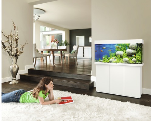 JUWEL Rio 180 aquarium met LED-verlichting, pomp, filter, verwarming (zonder kast), wit