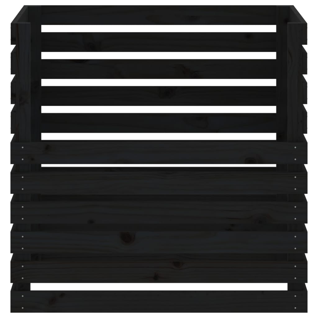 Composteur noir 80x80x78 cm bois massif de pin