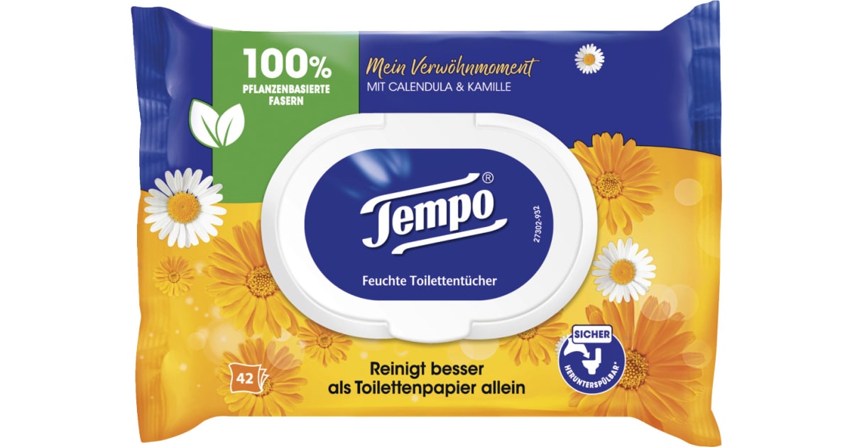 TEMPO Feuchte Toilettentücher Calendular-Kamille
