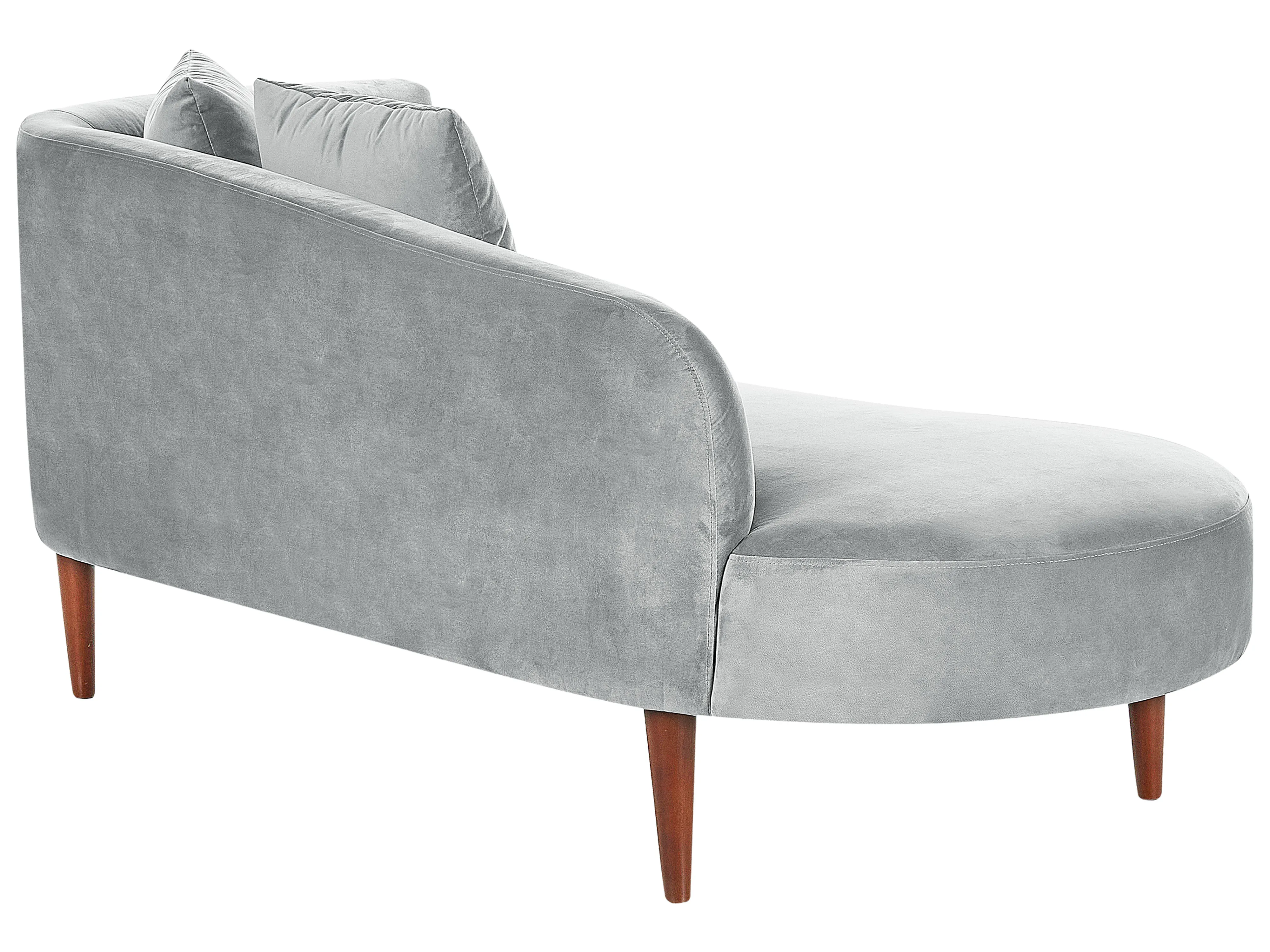 Rechtszijdige chaise longue CHAUMONT Fluweel Lichtgrijs