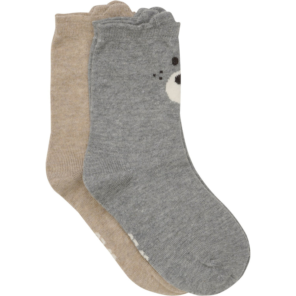 Køb Minymo Light Grey Melange Strømper Med 3D Effekt 2-pak