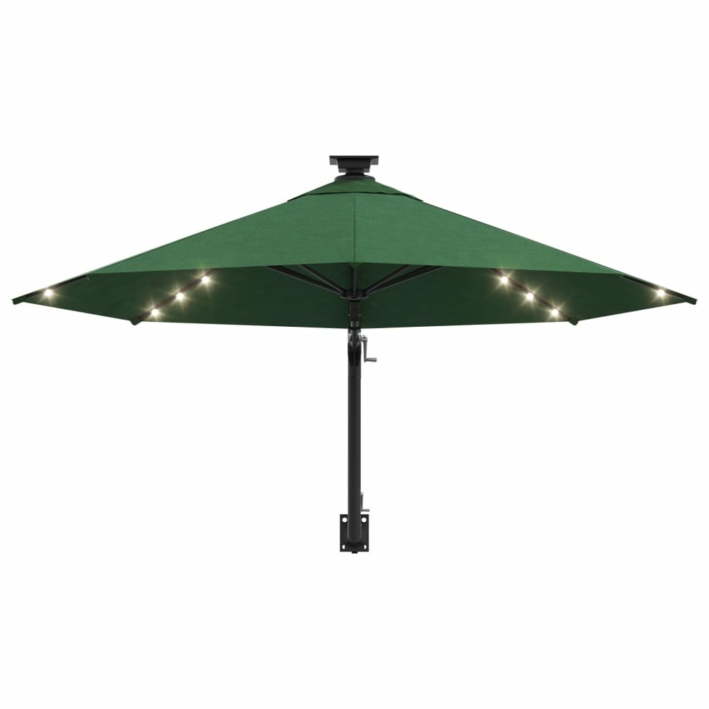 Parasol mural avec mât métallique et led 300 cm vert