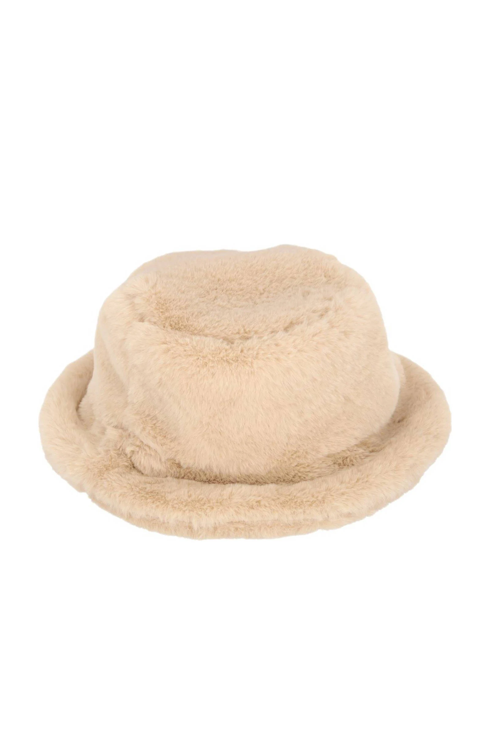 Sarlini bucket hat van imitatiebont beige