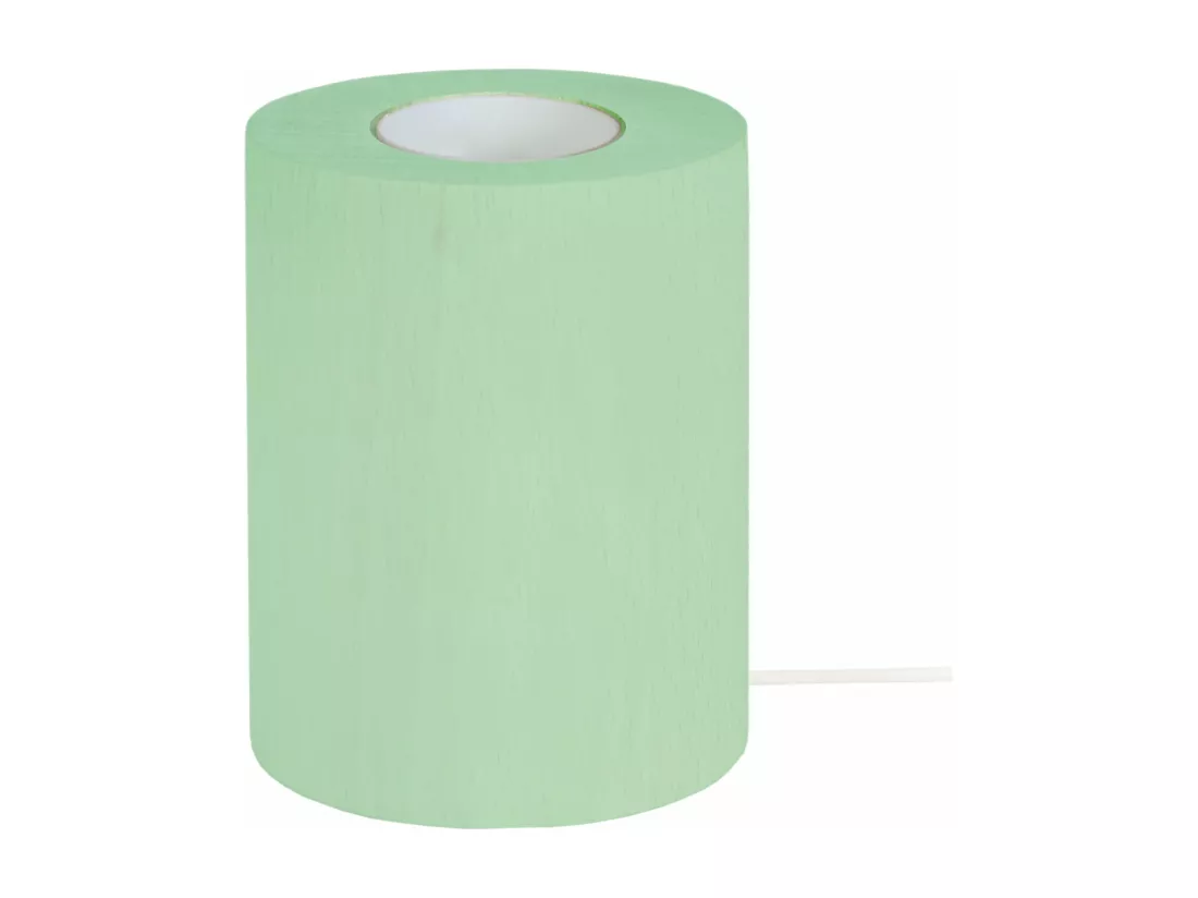 Pied de lampe cylindre bois vert 10,5 cm.