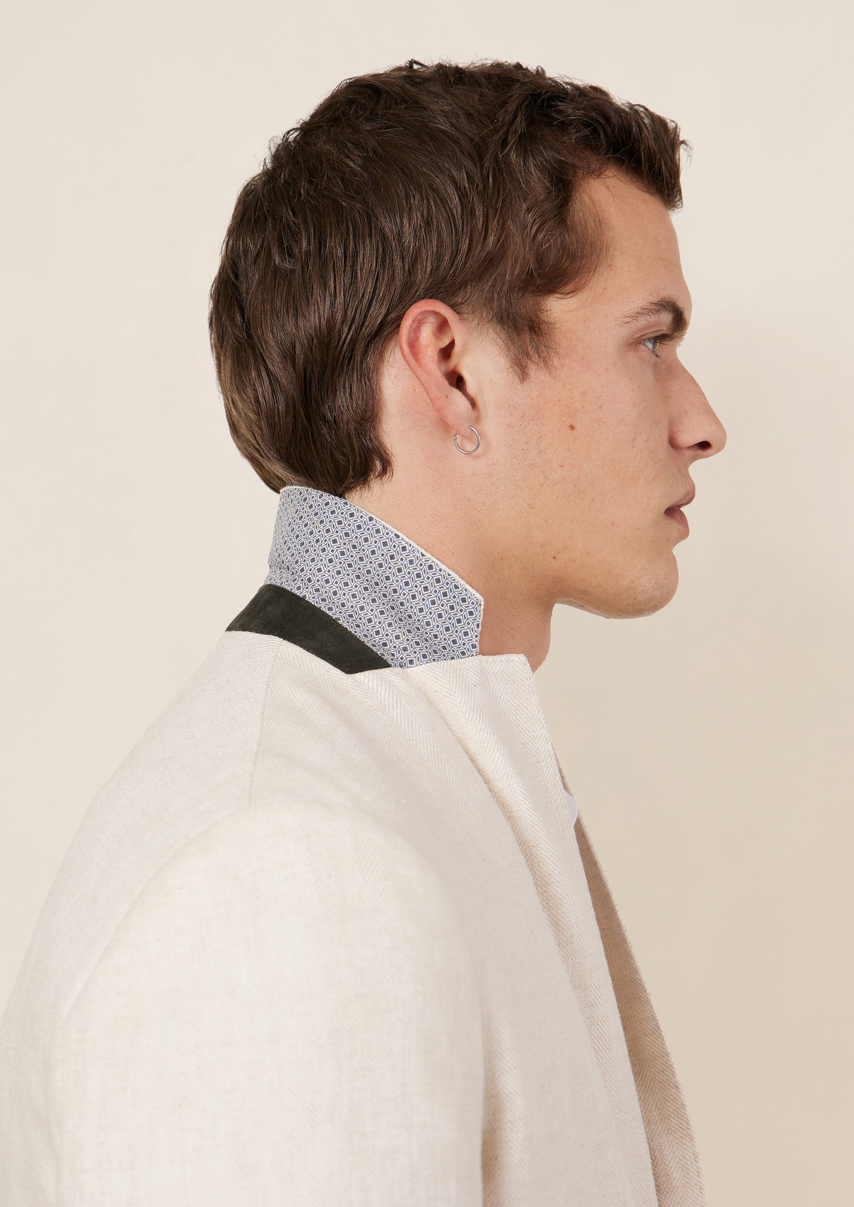 Veste coordonnable Regular en lin uni sable