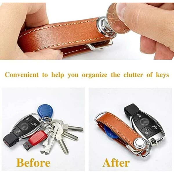 Key Organizer Leather Key Holder Key Ring Black