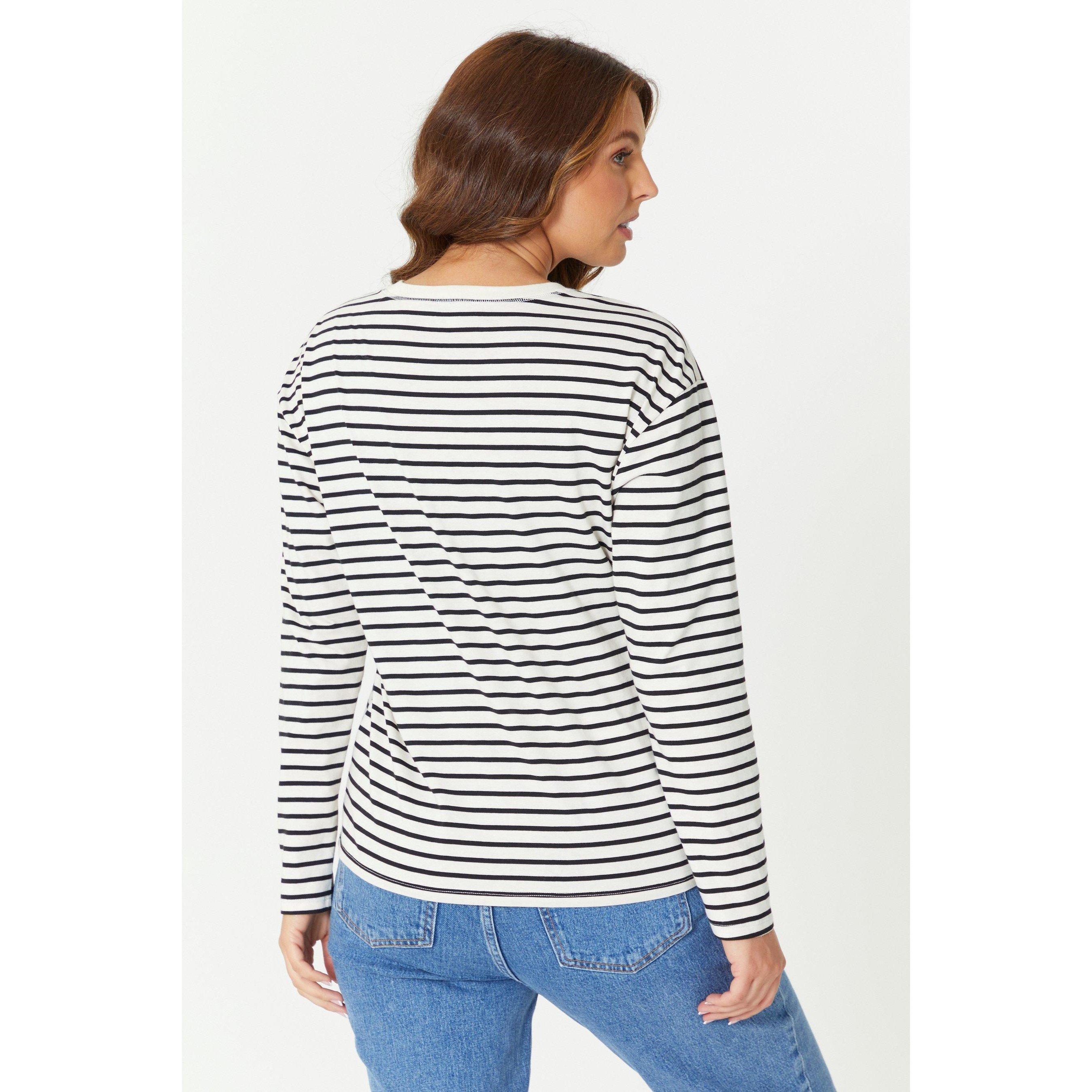 Be You Ladies Long Sleeve Stripe T Shirt