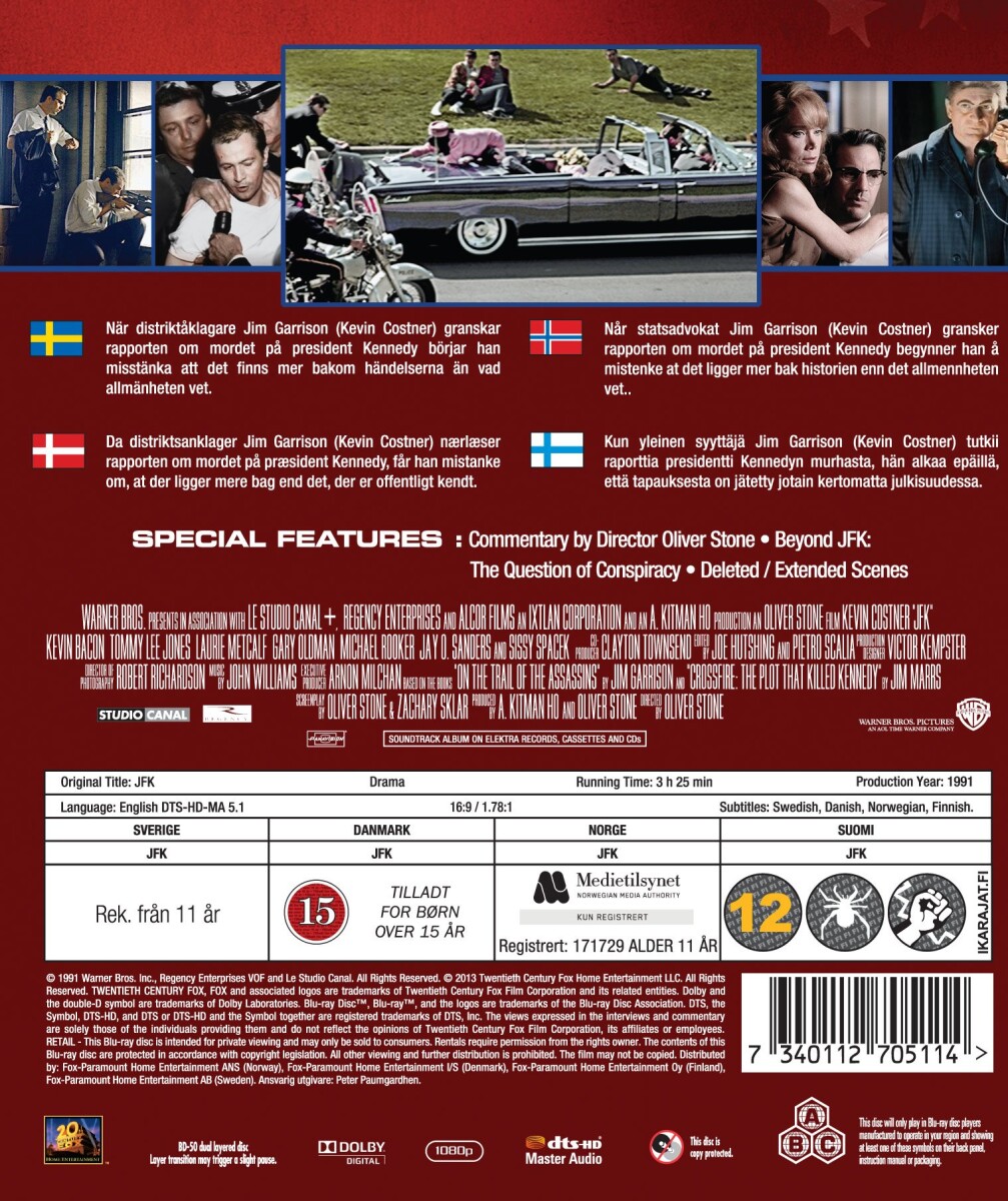 Jfk - Kevin Costner - 1991 - Blu-Ray