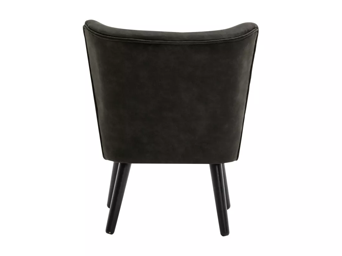 MALCOLM - Fauteuil vintage marron foncé pieds bois noir(x2)