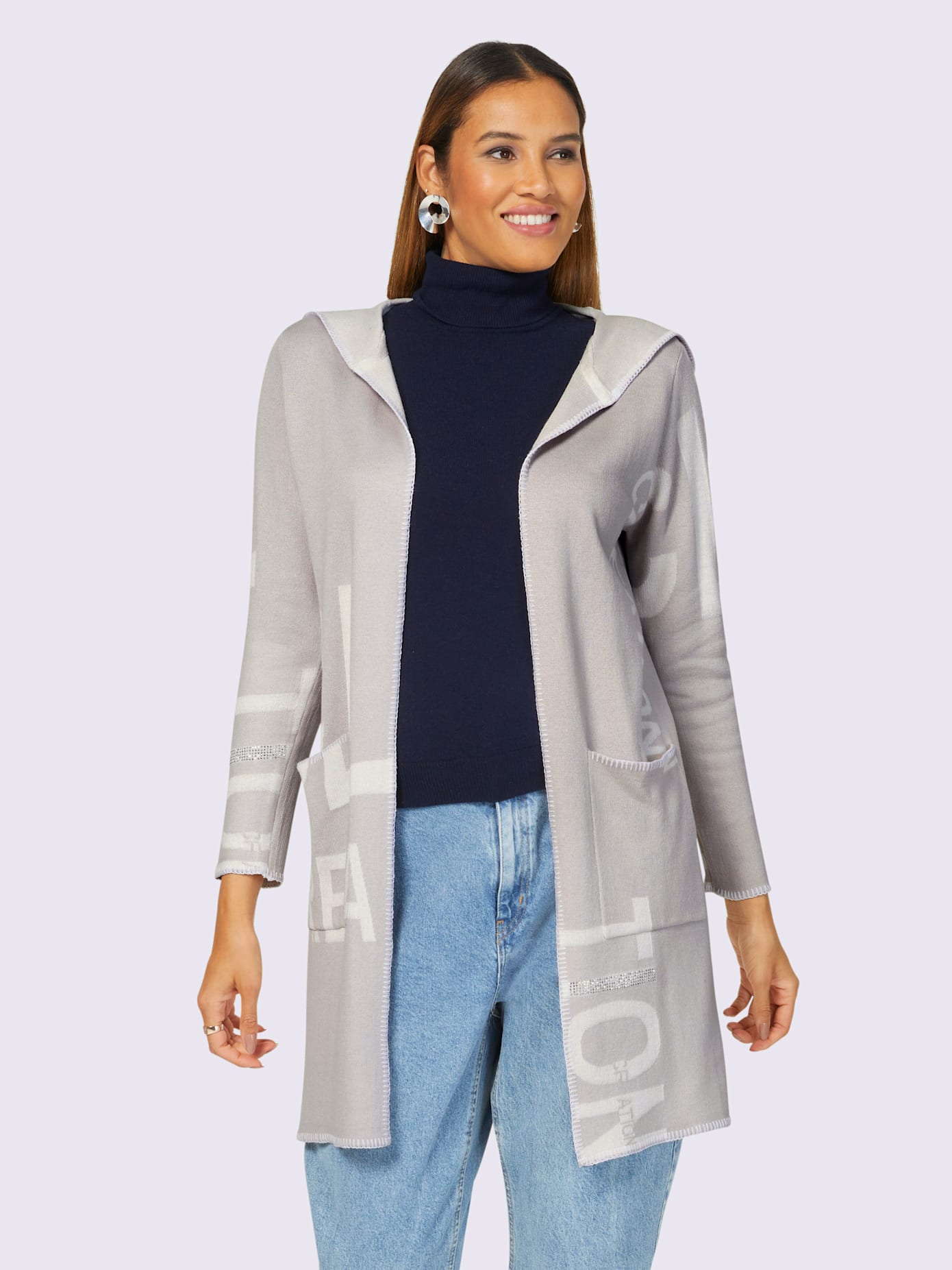 Veste en tricot forme ouverte et longue tendance