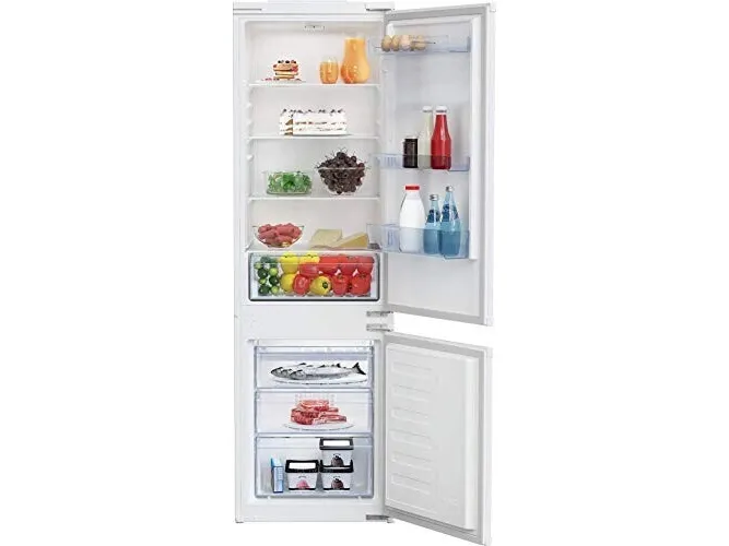 Beko BCSA285K4SN - Køleskab/fryser - bund-fryser - til indbygning - bredde: 54 cm - dybde: 54.5 cm - højde: 177.5 cm - 271 liter - Klasse E - hvid