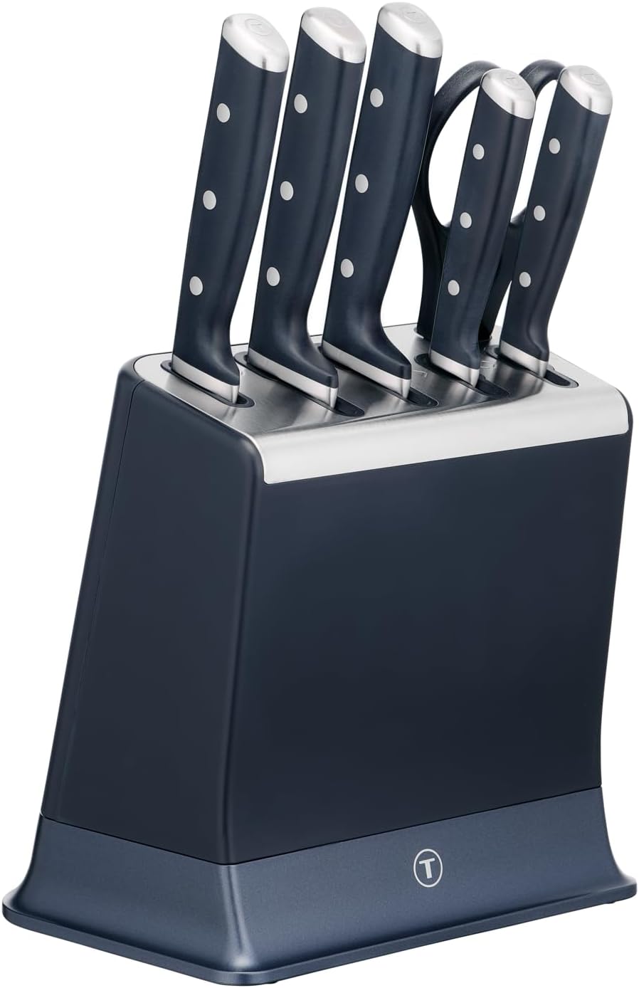 Tefal EverSharp Pro 6-teiliger Messer-Block, patentierte Schärftechnologie, selbstschärfender Messerblock, Verriegelungssystem, deutscher rostfreier Edelstahl, Blau, K297S744