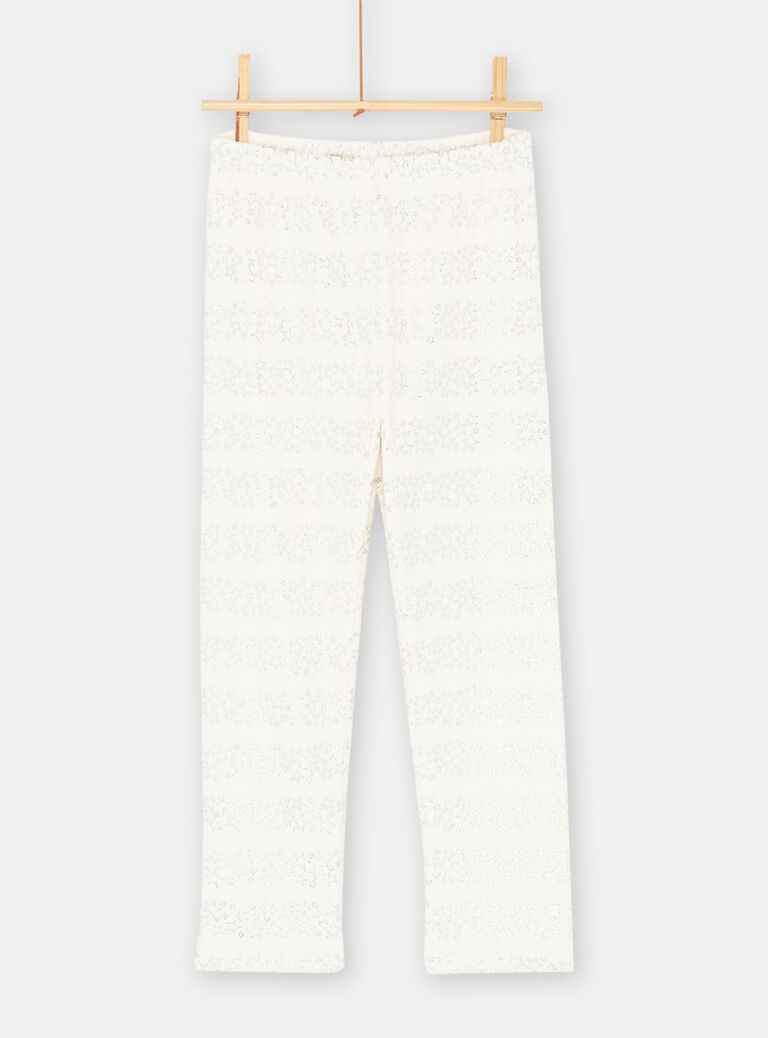 Pyjama ecru fantaisie argenté pour enfant fille