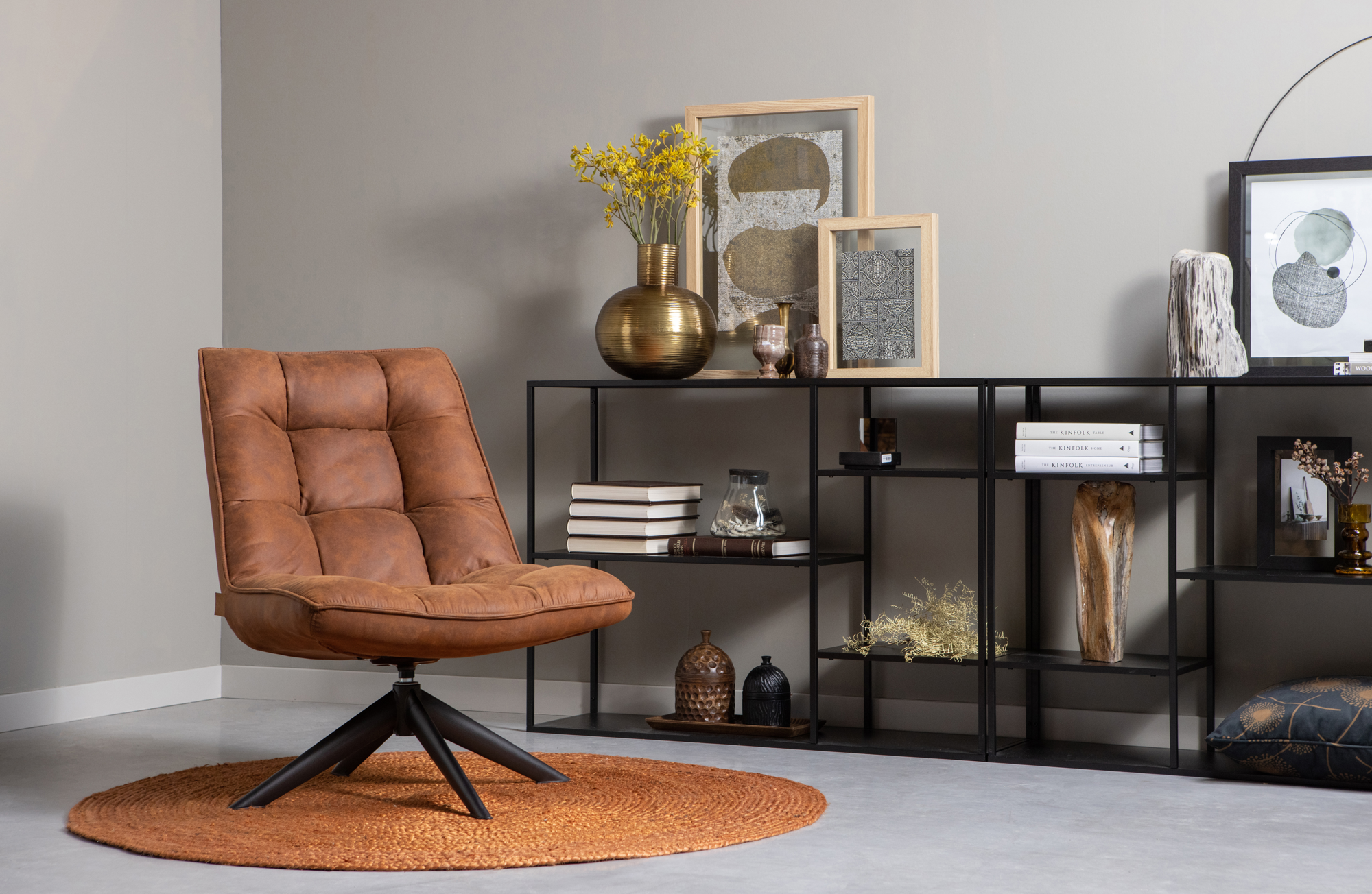 Draaifauteuil Jouke kunstleer – Cognac