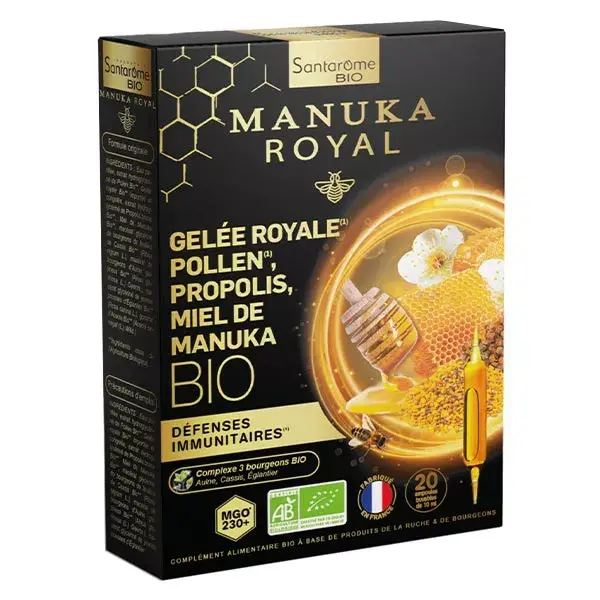 Santarome Orgânico - Geleia Real, Pólen, Própolis, Mel de Manuka Orgânico - 20 ampolas
