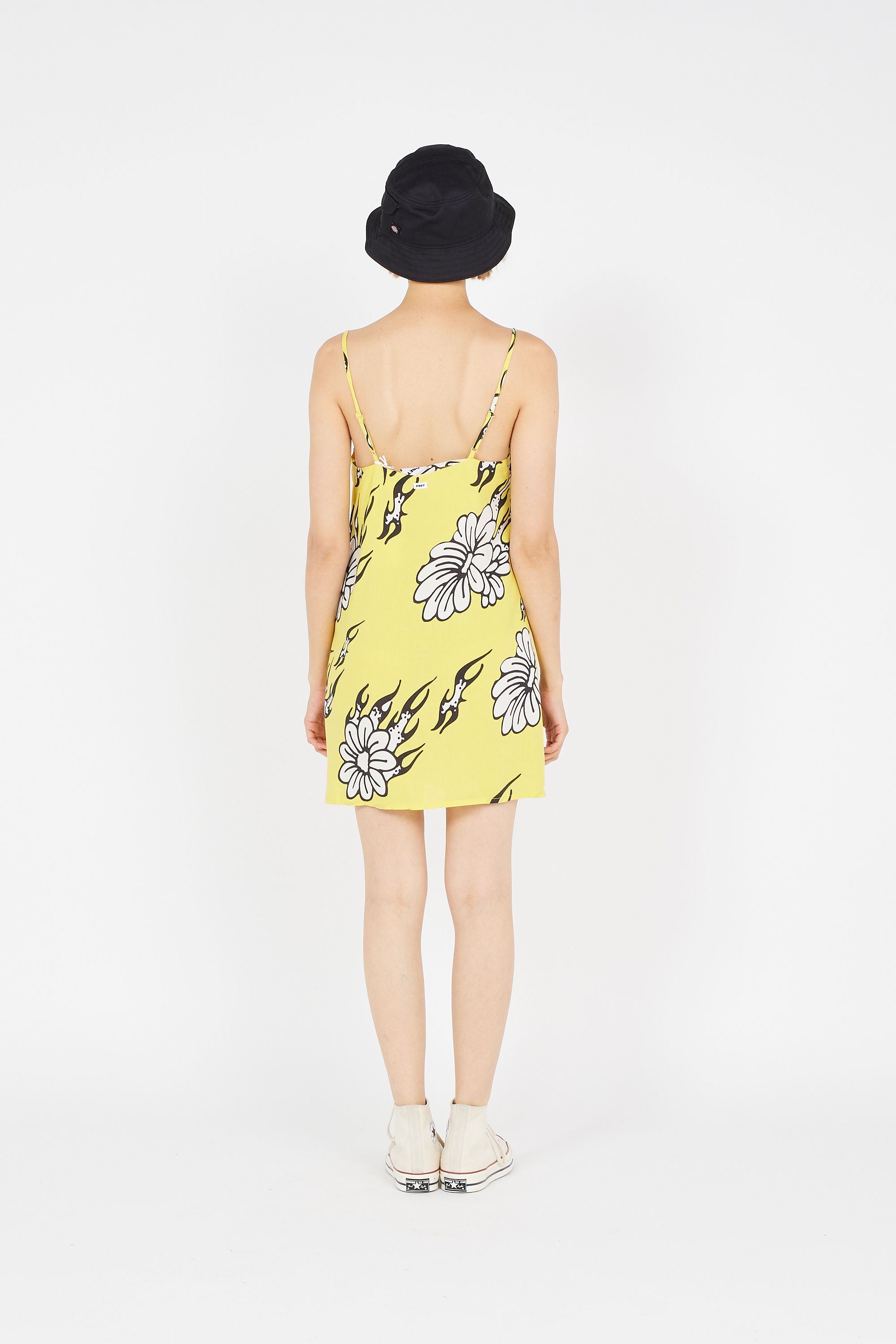 OBEY Robe FLAMIN FLOWERS Jaune