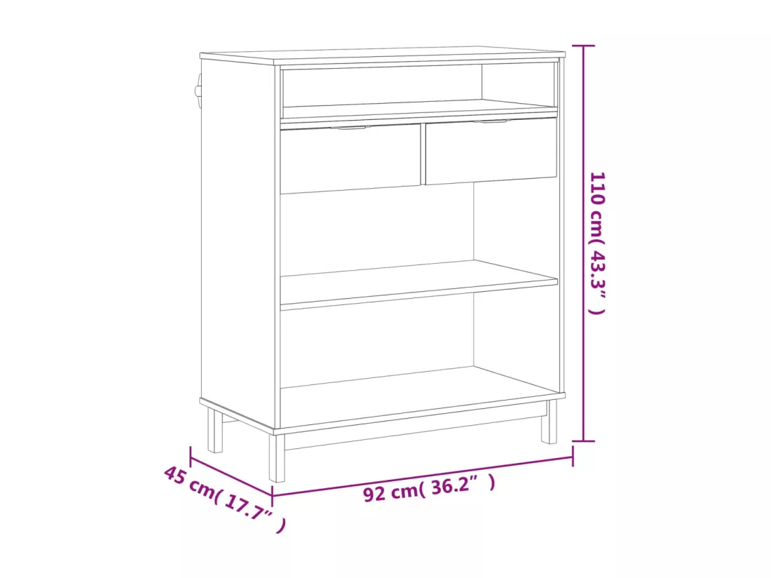 Table de bar FLAM 92x45x110 cm bois massif Pin