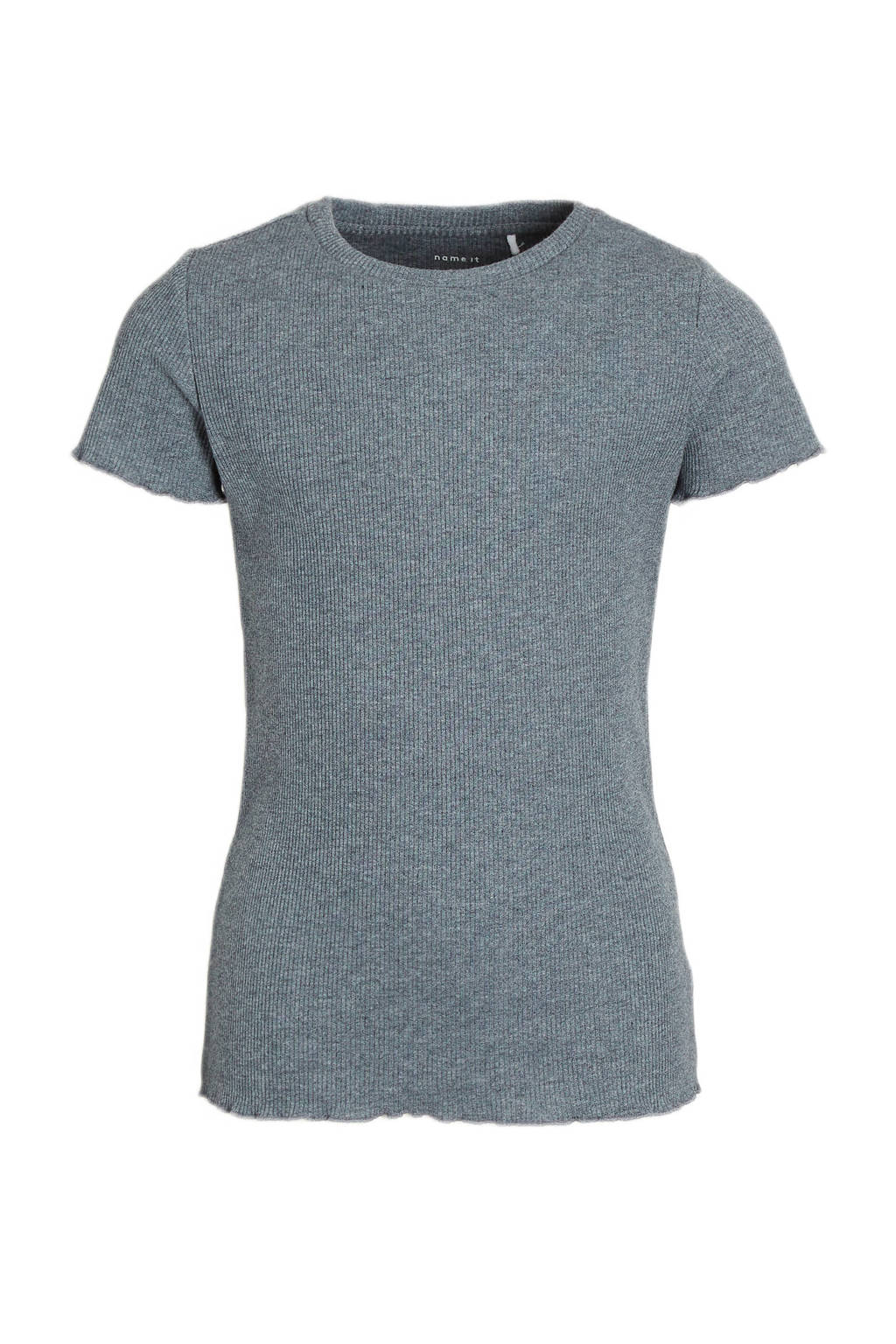 NAME IT ribgebreid T-shirt NKFTARA donkerblauw