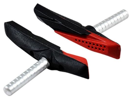Porte patin vtt optimiz a tige asymetrique 72mm bi-gomme noir/rouge (pr)