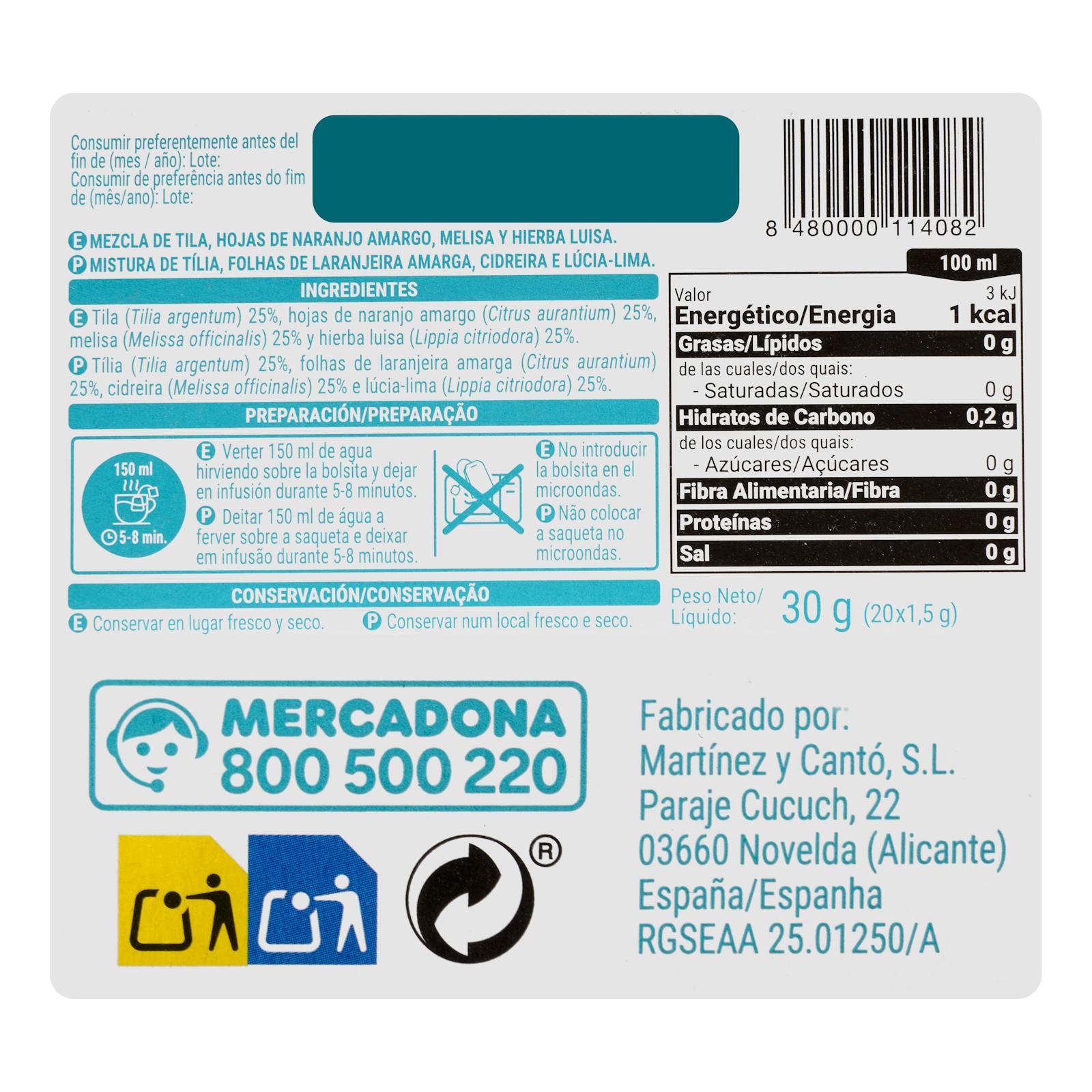 Infusion relaxante Hacendado