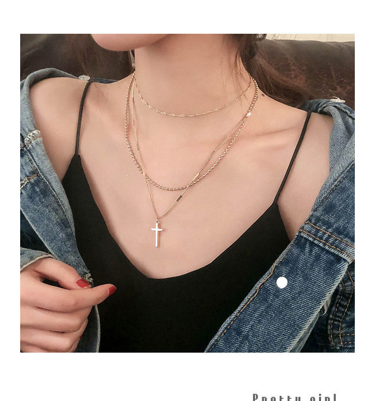 Show Mind - Kruishanger gelaagde choker ketting