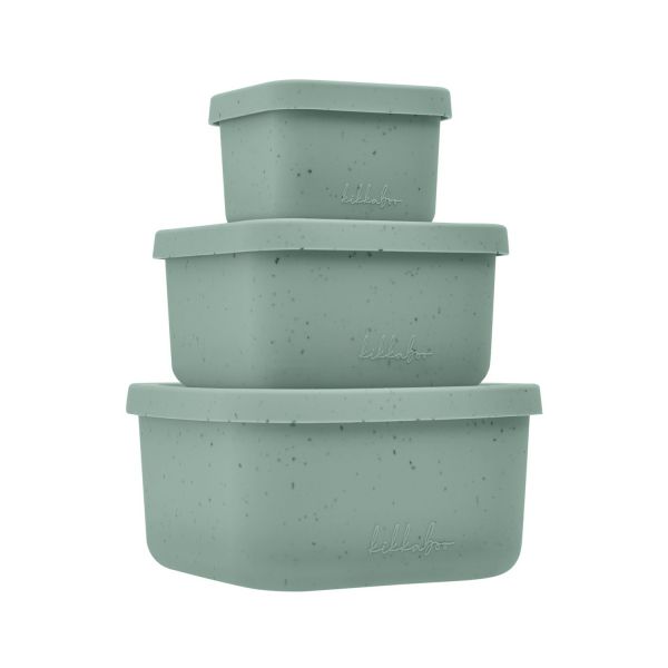 Kikkaboo Conjunto de Lancheira Platinum Silicone Sage de 3 Peças