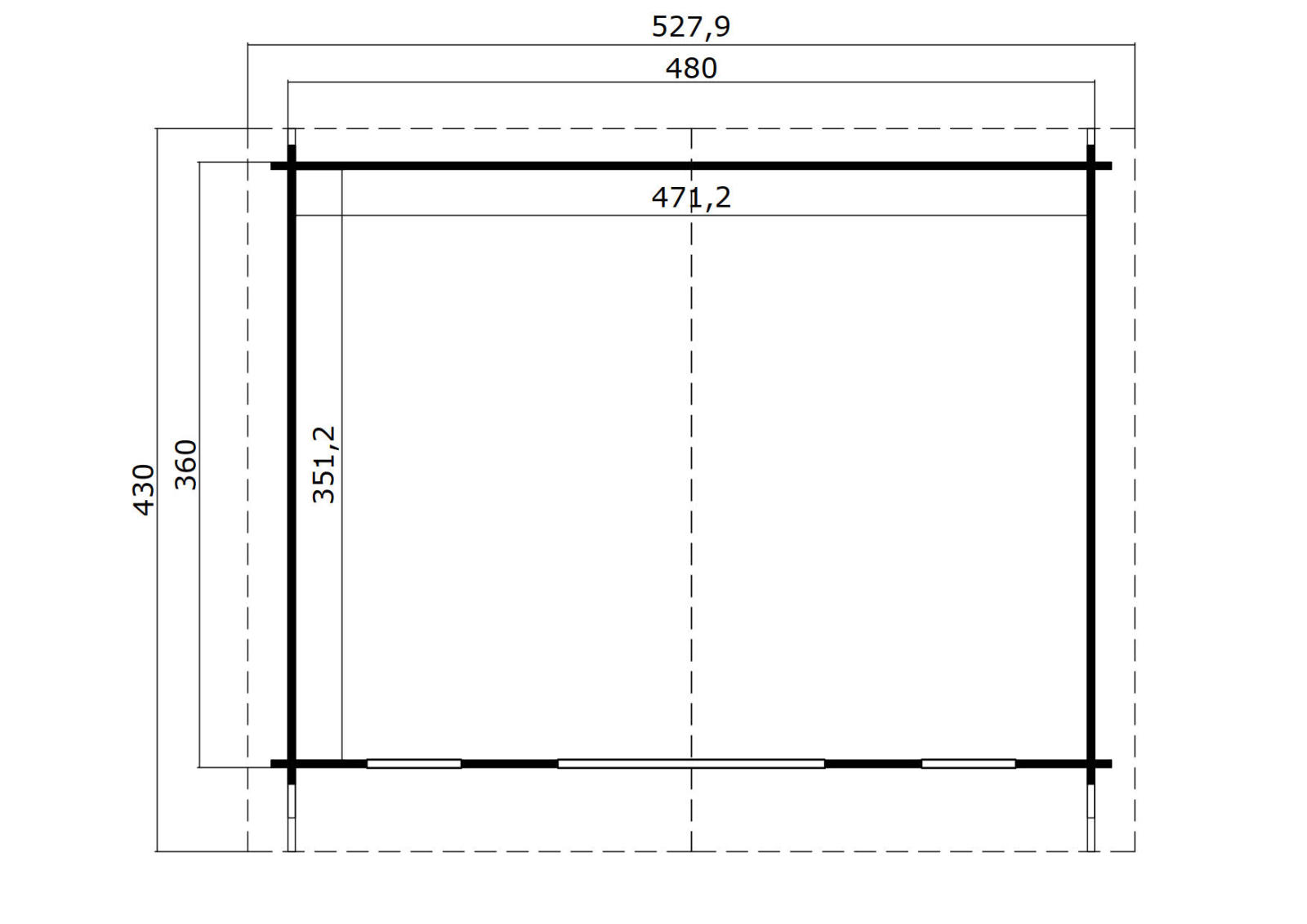 Gartenhaus ELGIN 44 SET GOLD - natur - Fichte massiv - 480x360 cm