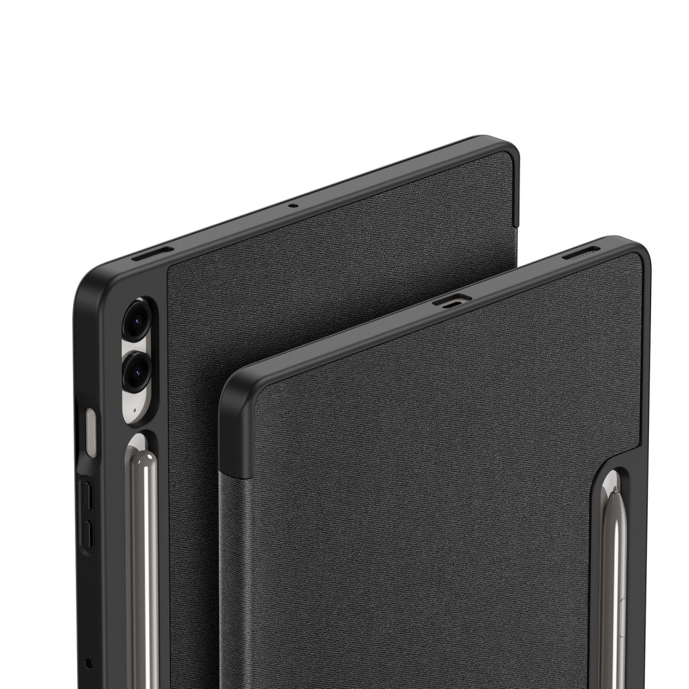 Samsung Galaxy Tab S9 FE  Plus Tasche Smart Cover Hülle Stoff Design mit S-Pen Halterung - Schwarz