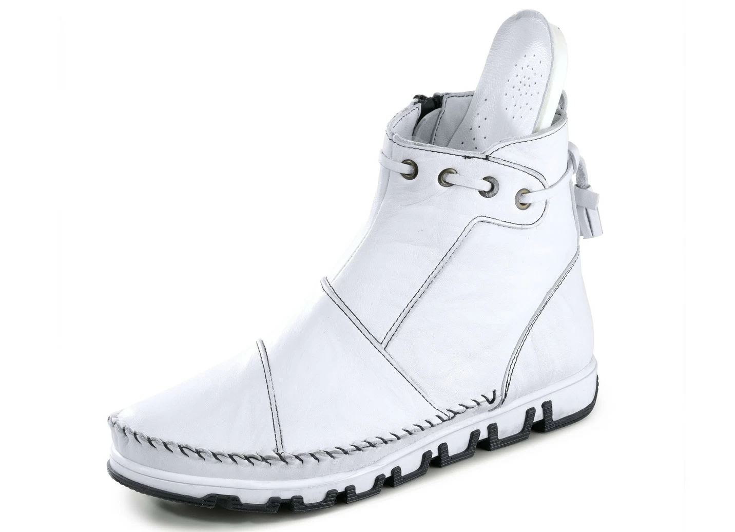 Gemini Mokassin-Stiefelette aus Rind-Nappaleder mit Knitter-Struktur